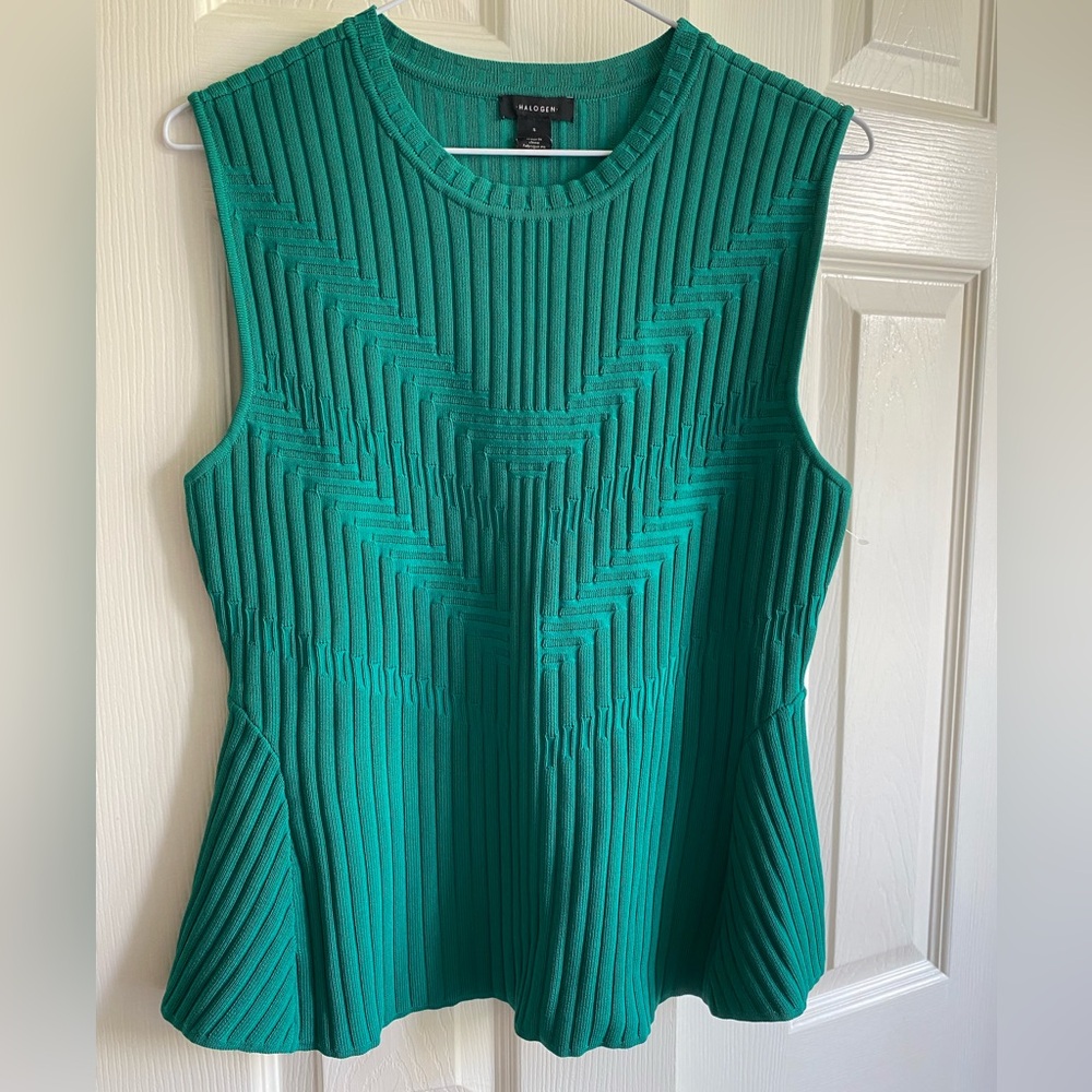 Halogen Green Ribbed Peplum Tank Top NWOT